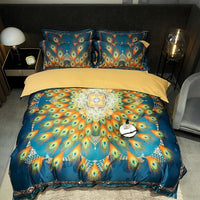 Thumbnail for Premium Peacock Boho Digital Printing Smooth Soft Silky Duvet Cover Set, Polyester 600TC Bedding Set