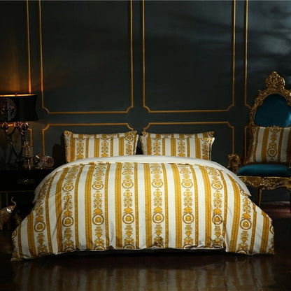 Luxury European Baroque Classic Thick Soft Duvet Cover Set, Velvet Fleece Fabric Bedding Set