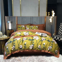 Thumbnail for Red Gold Bohemia Pattern Baroque Wedding Flower Duvet Cover Set, 1000TC Egyptian Cotton Bedding Set