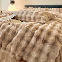 Thumbnail for Pink Blue Cozy Thickened Warm Faux Fur Velvet Fleece Plush Shaggy Duvet Cover Bedding Set