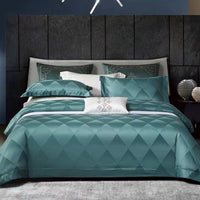 Thumbnail for Luxury Green Blue Jacquard Hotel Grade Duvet Cover Set, 1000TC Egyptian Cotton Bedding Set