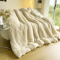 Thumbnail for Colorful Rainbow Velvet Fleece Fluffy Patchwork Warm Winter Blankets for Bedding