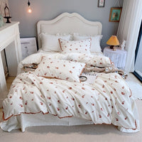 Thumbnail for Rose White Vintage Lace Ruffles Duvet Cover Set, 1000TC Egyptian Cotton Bedding Set