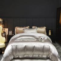 Thumbnail for Grey Gold Baroque Luxury Satin Jacquard Egyptian cotton 1000TC Duvet Cover Bedding Set