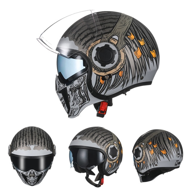 Motorcycle Helmets Skull Art Paint Full Open Face DOT APPROVED Moto Sport Out Door