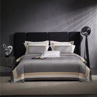 Thumbnail for Luxury Creamy Gold Hotel Grade Long Striped Duvet Cover, Egyptian Cotton 1000TC Bedding Set