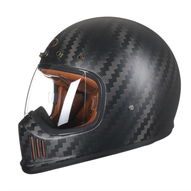 Black Classic Premium Motorcycle Helmets Genuine Carbon Fiber Full Face Moto Carbon Fiber Lightweight Racing Dot Approved