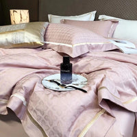 Thumbnail for Pink Brown Luxury Jacquard European Silky Duvet Cover Set 1000TC Egyptian Cotton Bedding Set