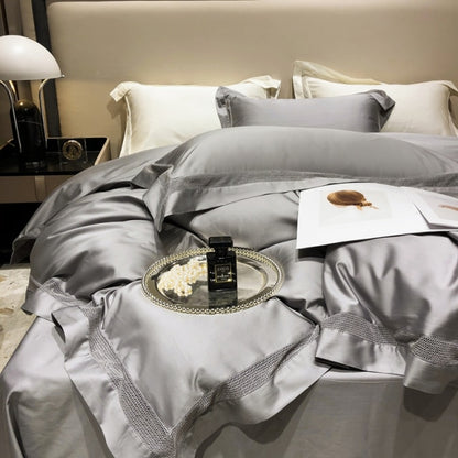 Luxury White Gold Champagne Hotel Style Wedding Duvet Cover Set, 1000TC Egyptian Cotton Bedding Set