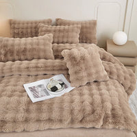 Thumbnail for Premium Gradient Fur Autumn Winter Plush Cozy Duvet Cover Bedding Set