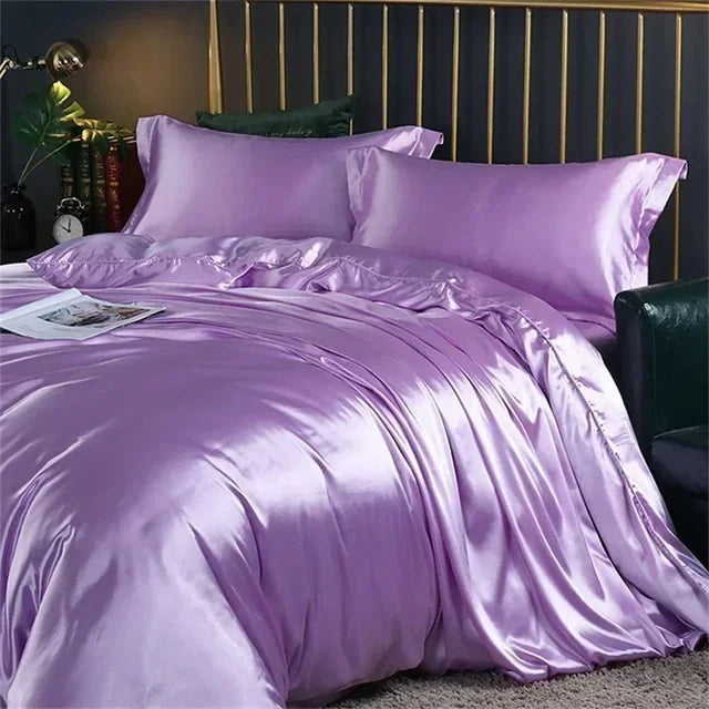 Luxury White Gold Natural Mulberry Ice Silk American Bedding Set