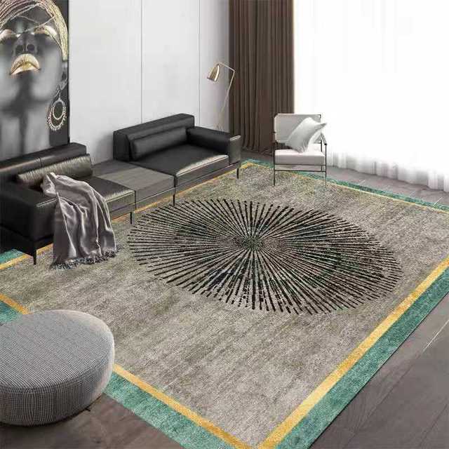 Gold Grey Striped Carpets Large Rugs Non-slip for Living Room