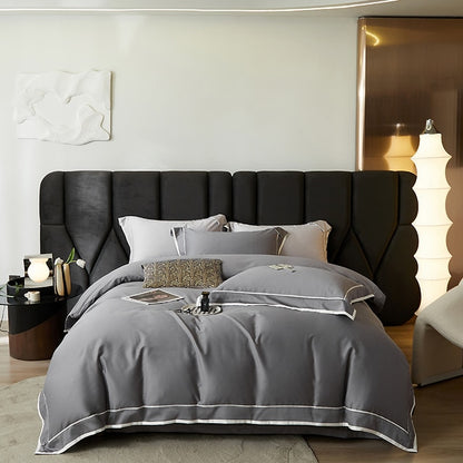 White Grey Luxury Patchwork Hotel Grade Duvet Cover, Egyptian Cotton 1000TC Bedding Set