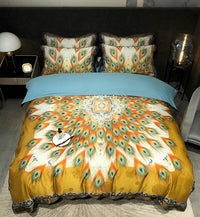 Thumbnail for Premium Peacock Boho Digital Printing Smooth Soft Silky Duvet Cover Set, Polyester 600TC Bedding Set