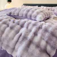 Thumbnail for Pink Blue Cozy Thickened Warm Faux Fur Velvet Fleece Plush Shaggy Duvet Cover Bedding Set