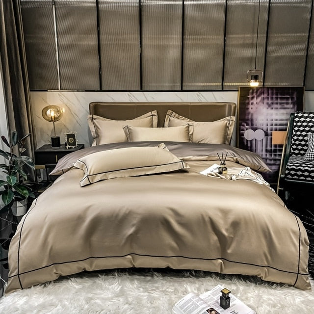 Luxury White Turquoise European Embroidered Hotel Grade Duvet Cover, Egyptian Cotton 600TC Bedding Set