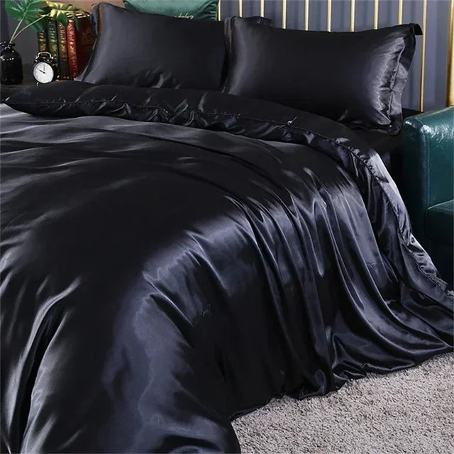 Luxury White Gold Natural Mulberry Ice Silk American Bedding Set