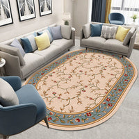 Thumbnail for Flower European Oval Rug Living Room Washable Carpet for Bedroom