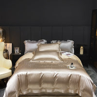 Thumbnail for Grey Gold Baroque Luxury Satin Jacquard Egyptian cotton 1000TC Duvet Cover Bedding Set