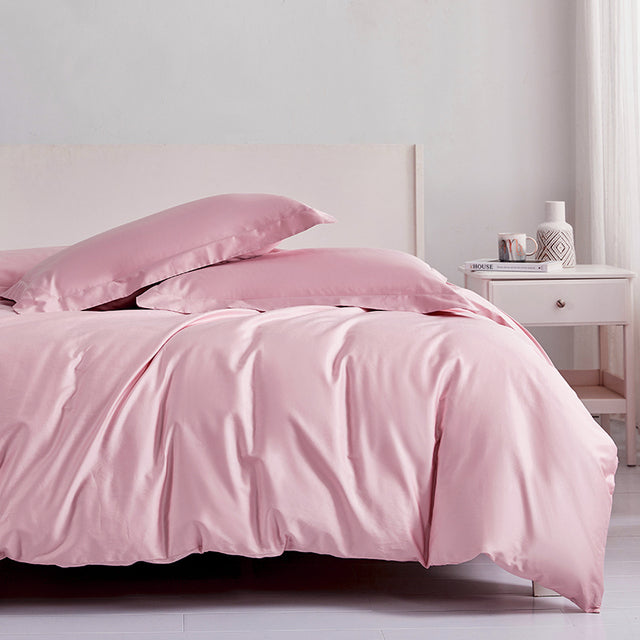 White Pink Luxury Soft Silky Hotel Grade European Duvet Cover Set, 800TC Egyptian Cotton Bedding Set