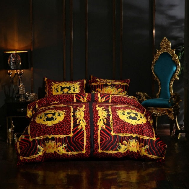 Premium European Baroque Palace Thick Duvet Cover Set, Velvet Fleece Fabric Bedding Set