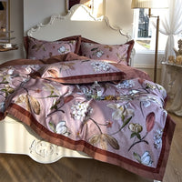 Thumbnail for Luxury American Vintage Flower Print Duvet Cover Set, Egyptian Cotton 1000TC Bedding Set