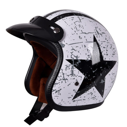 Black Skull Wing Vintage Open Face Motorcycle Helmets Dot Sport Out Door
