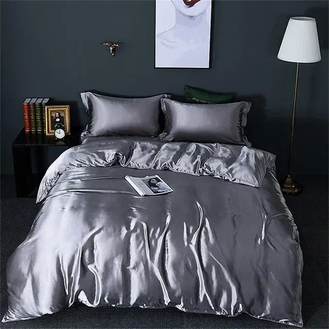 Luxury White Gold Natural Mulberry Ice Silk American Bedding Set