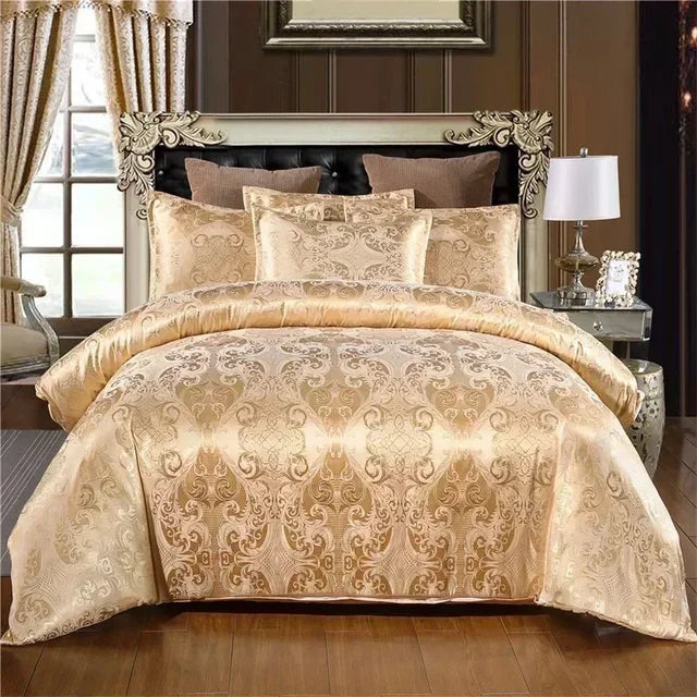 Baroque Jacquard Luxury European Wedding American Satin Bedding Set