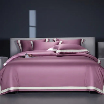 Luxury Grey White Premium Hotel Grade Satin Silky Duvet Cover, 1400TC Egyptian Cotton Bedding Set