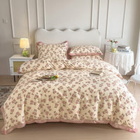 Thumbnail for Vintage Flower Nature Lace Ruffles Princess Duvet Cover Set, Pure Cotton Bedding Set