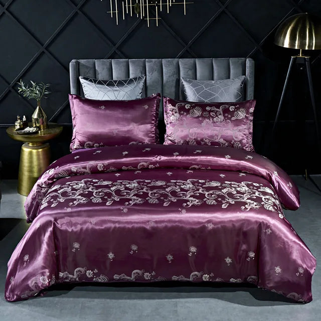 Baroque Jacquard Luxury European Wedding American Satin Bedding Set