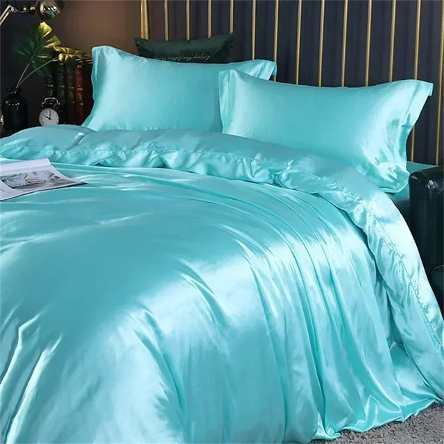 Luxury White Gold Natural Mulberry Ice Silk American Bedding Set