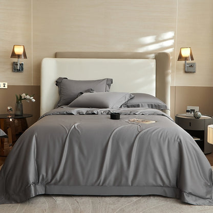 Black Grey Egyptian Cotton 1400TC Premium Silky Duvet Cover Bedding Set