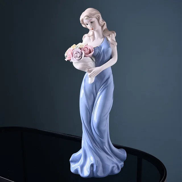 Beauty Lady European American Ceramic Porcelain Sculptures and Statues Handicraft Wedding Gift