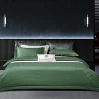 Thumbnail for Luxury Green Blue Jacquard Hotel Grade Duvet Cover Set, 1000TC Egyptian Cotton Bedding Set