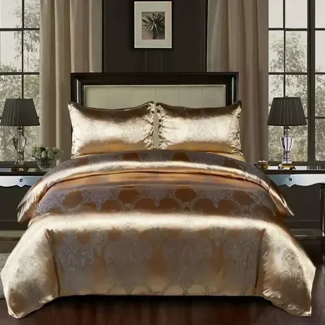 Baroque Jacquard Luxury European Wedding American Satin Bedding Set