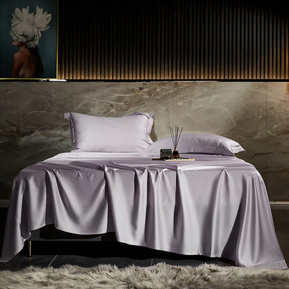 Luxury Pink Emerald Ultra Soft Silky Flat Sheet Natural Wood Pulp Fiber and Mulberry Silk for Mattress Bedding