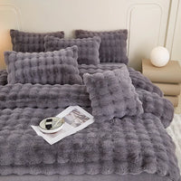 Thumbnail for Premium Gradient Fur Autumn Winter Plush Cozy Duvet Cover Bedding Set