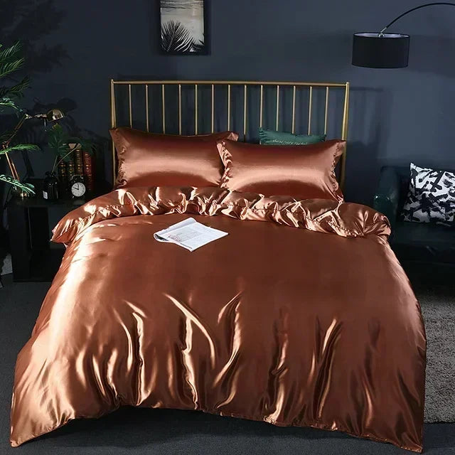 Luxury White Gold Natural Mulberry Ice Silk American Bedding Set