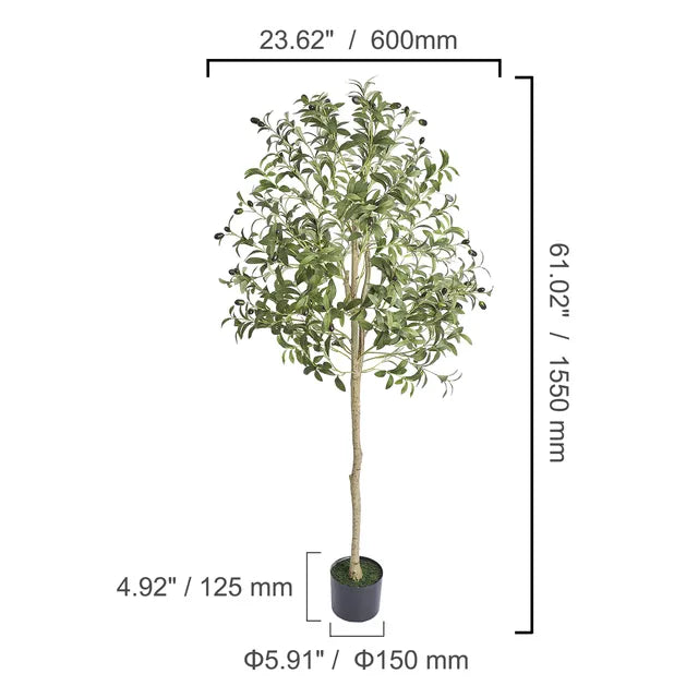 Mediterranean Olive Tree Artificial Flora Tall Plant Secure PE Material & Anti-Tip
