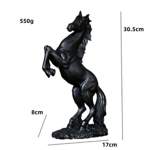 Black Golden Horse European Resin Sculptures and Statues Crafts Home Decoration