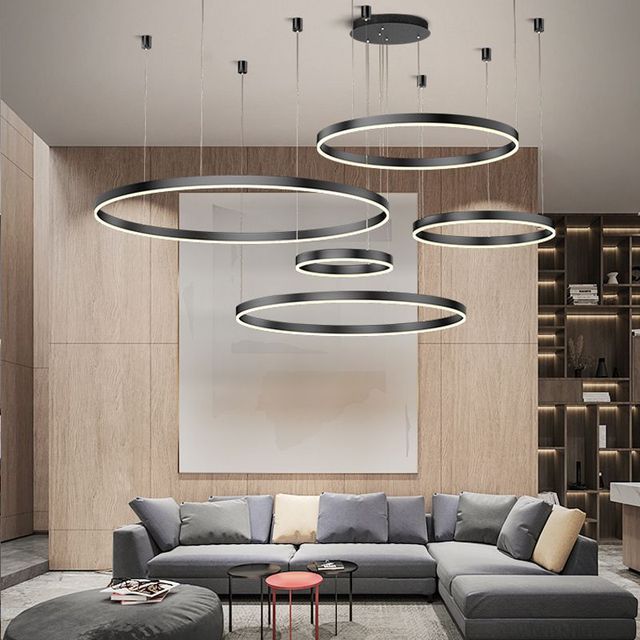 Modern Lighting 2 to 5 LED Circle Rings Ceiling Chandelier Living Room Home Decor