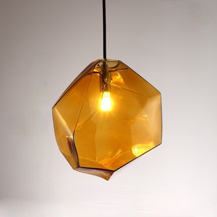 Modern Yellow Blue Stone Glass Pendant Lighting Hanging Lamp