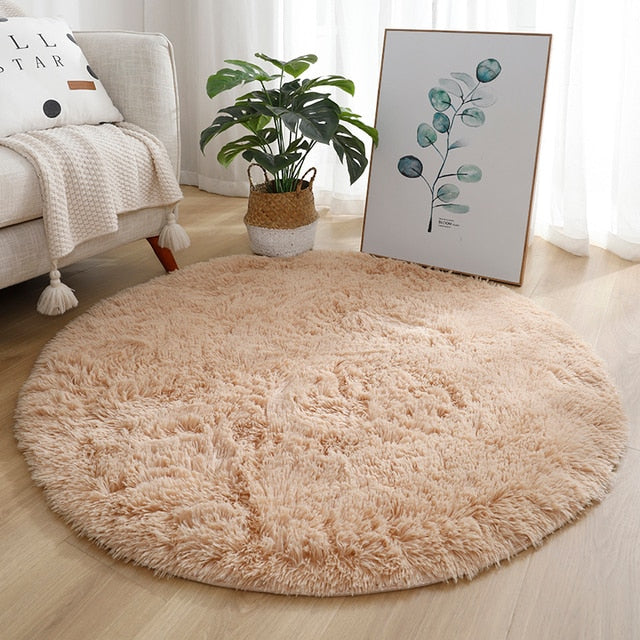 White Rainbow Round Carpet for Kids Rugs Soft Decor Living Room