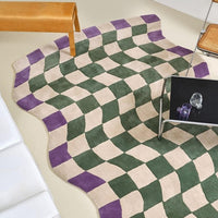 Thumbnail for Green Purple Modern Living Room Rug Checkered board Carpet Thickening Bedroom