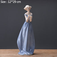 Thumbnail for Nordic Ceramic Beauty Girl Flower Basket Sculptures and Statues Handicraft