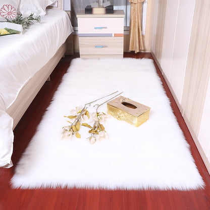 Classic Color Red Black Plush Rugs Long Hair Carpet Mat Floor Living Room
