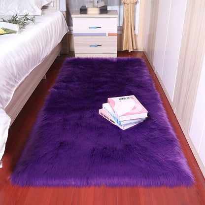 Classic Color Red Black Plush Rugs Long Hair Carpet Mat Floor Living Room