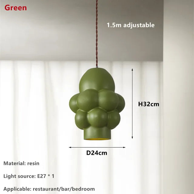 French Green Creamy Bubble Lighting LED Chandelier for Table Bar Home Decor Lamps